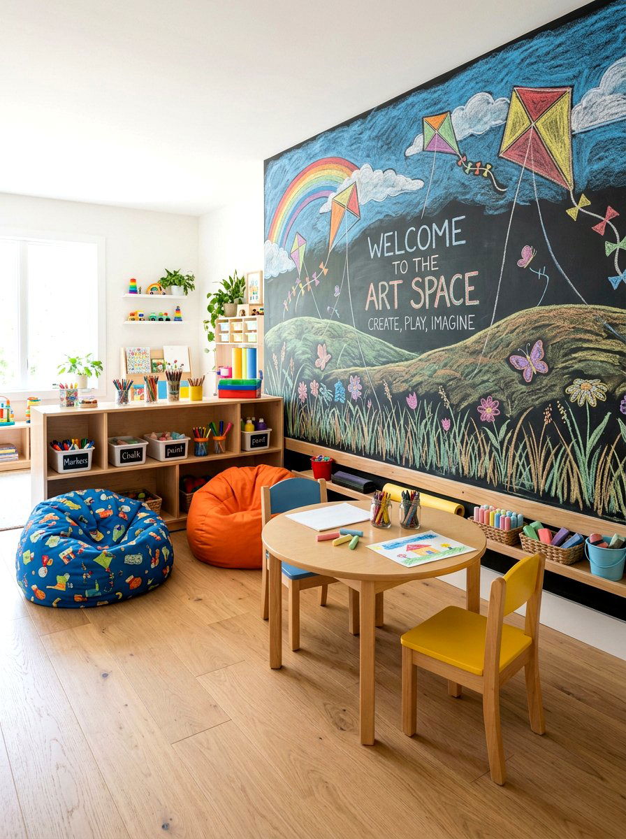 Kids Playroom Art Wall - 25 Spring Chalkboard Sign Ideas