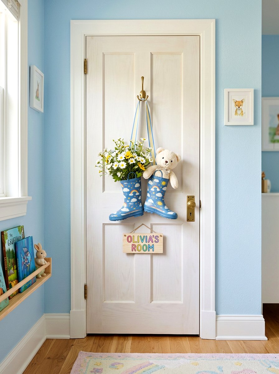 Kids rain boot door hanger - 25 Spring Rain Boot Decor Ideas