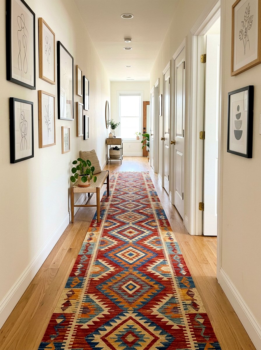 Kilim rug runner - 25 Spring Bohemian Decor Ideas