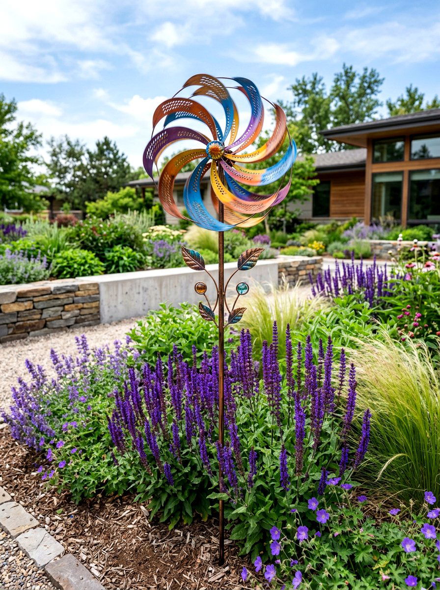 Kinetic Flower Stake - 25 Spring Garden Stake Ideas