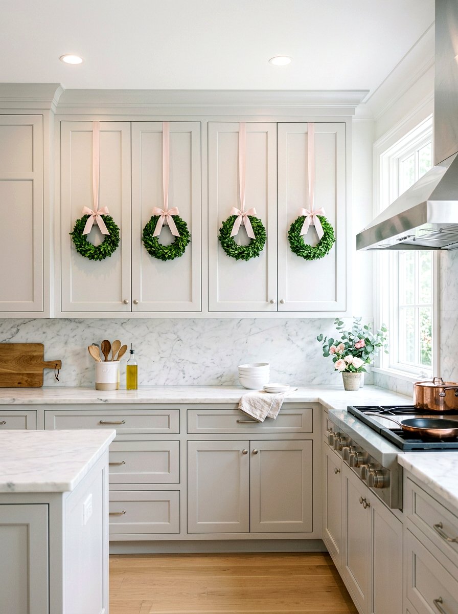 Kitchen Cabinet Wreath - 25 Spring Kitchen Cabinet Decor Ideas