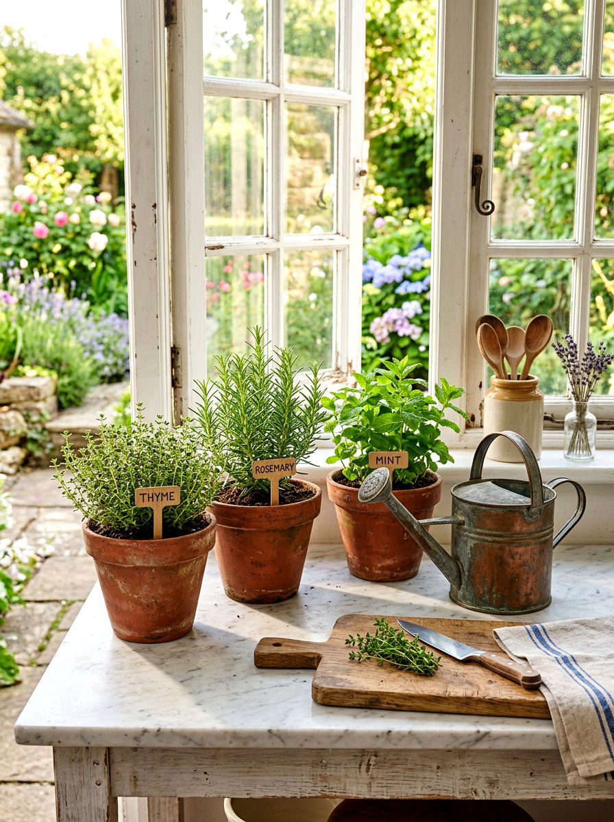 Kitchen Counter Herb Garden - 25 Spring Vignette Styling Ideas