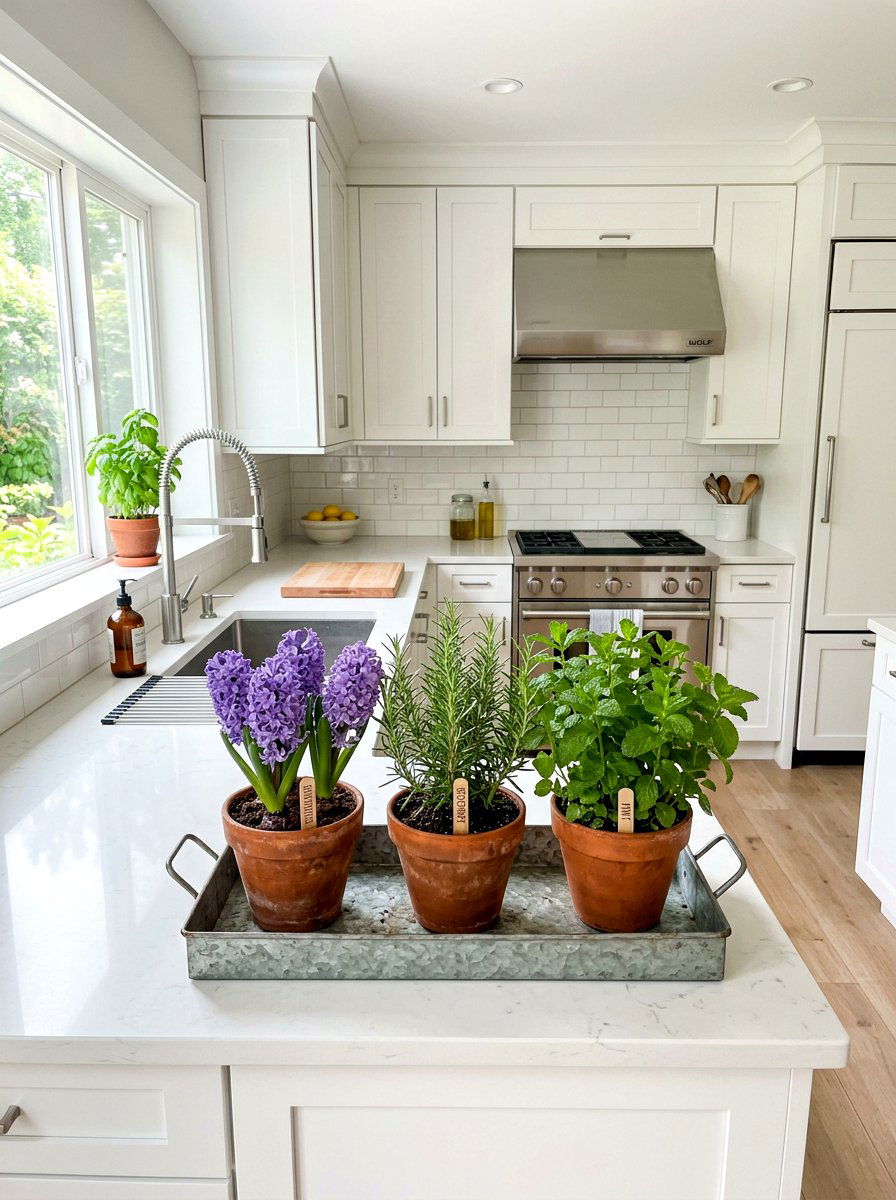 Kitchen Counter Hyacinth Herb Mix - 25 Spring Hyacinth Arrangement Ideas