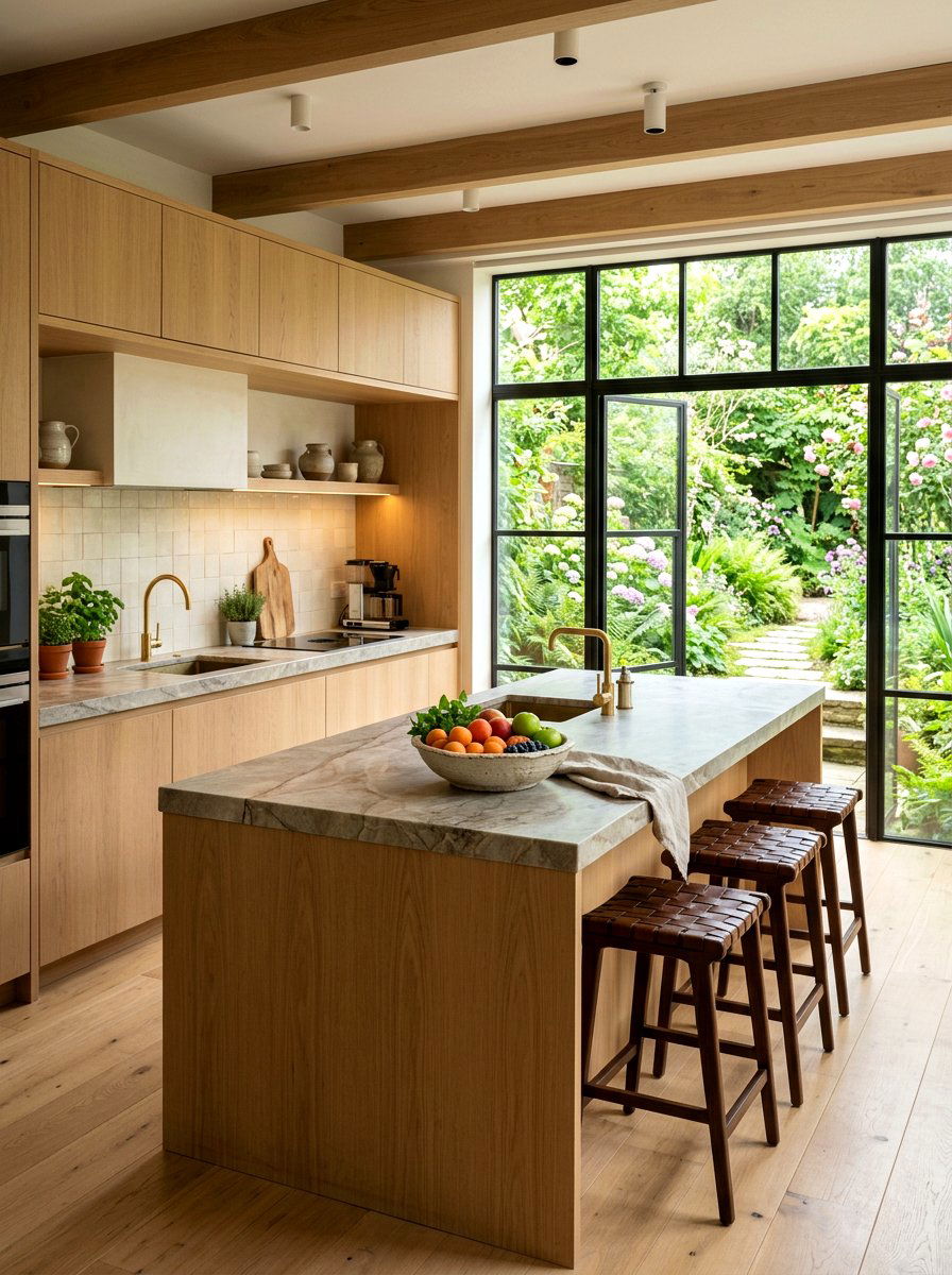 Kitchen Featuring Natural Stone Countertops - 25 Spring Wabi Sabi Decor Ideas