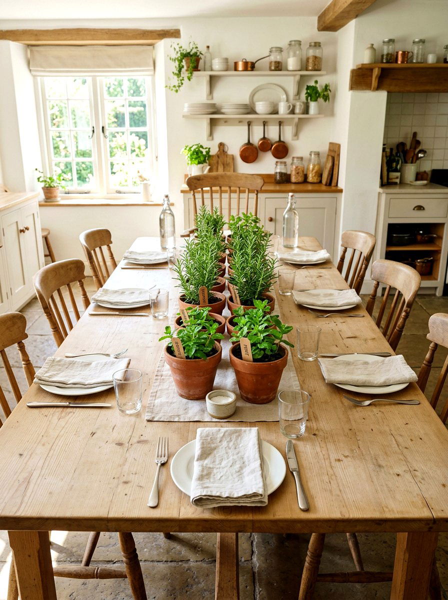 Kitchen Herb Centerpiece - 25 Spring Long Table Decor Ideas