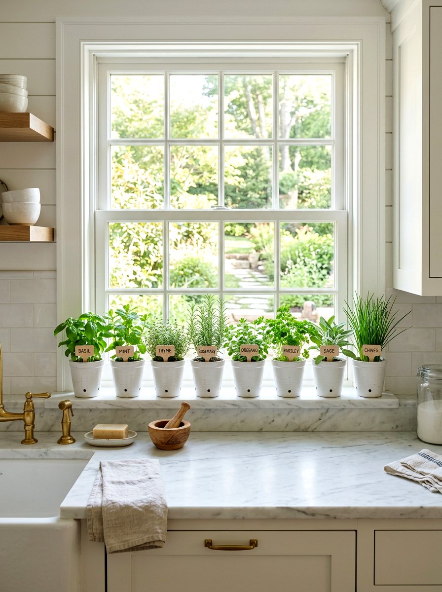 Kitchen Herb Garden - 25 Spring Window Ledge Decor Ideas