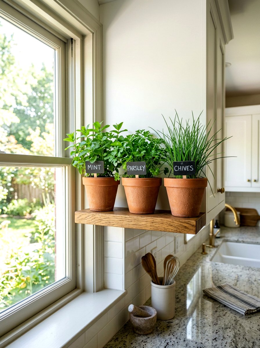 Kitchen Herb Garden Shelf - 25 Spring Shelf Vignette Ideas