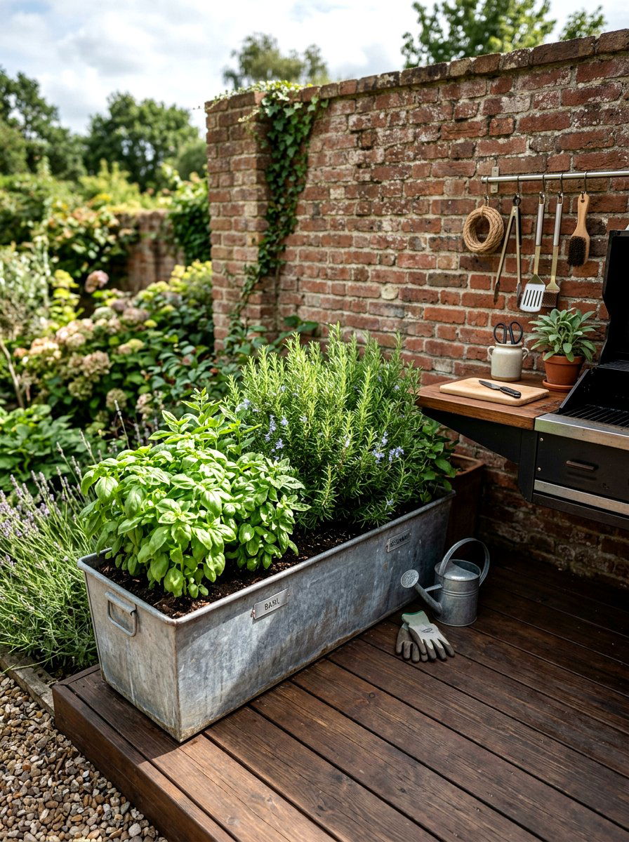 Kitchen Herb Garden Station - 25 Spring Galvanized Tub Planter Ideas