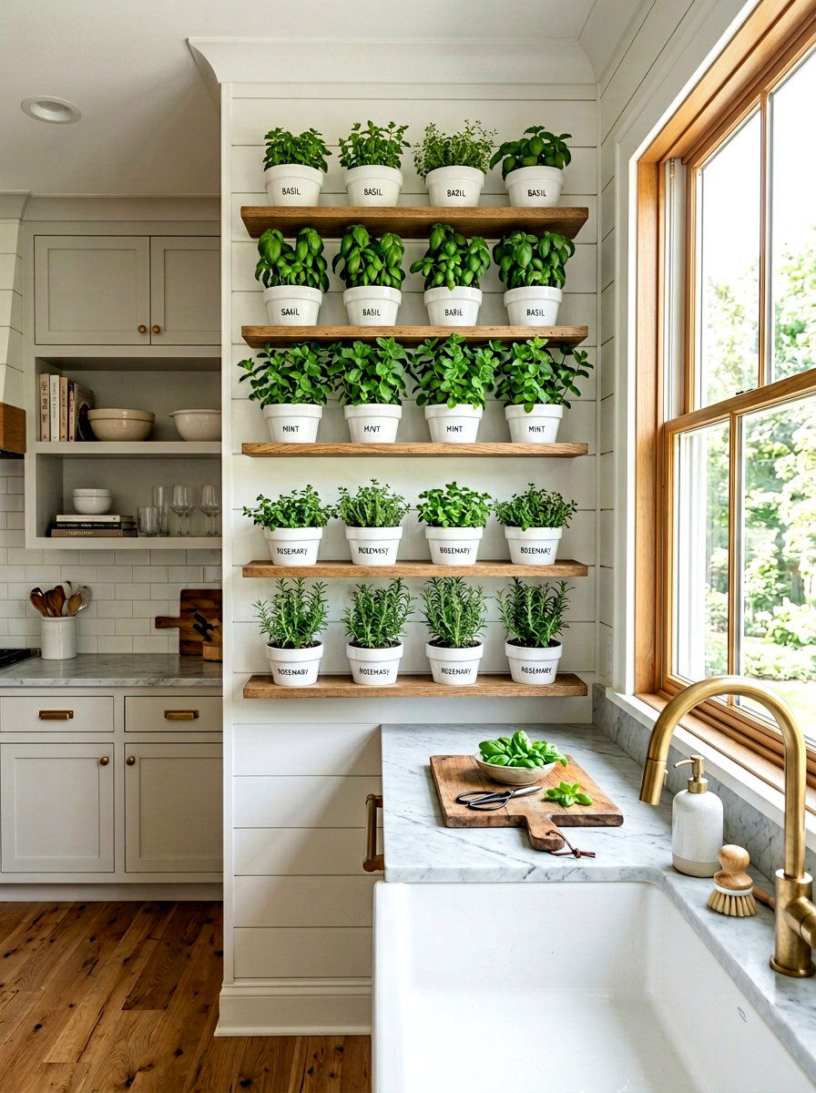 Kitchen Herb Garden Wall - 25 Spring Plant Shelf Ideas