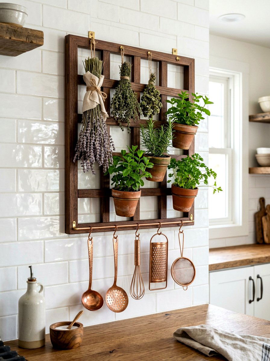 Kitchen Herb Lattice Display - 25 Spring Lattice Wall Decor Ideas