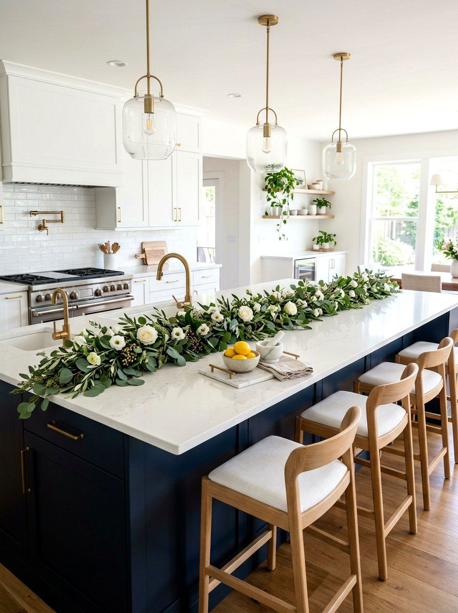 Kitchen Island Centerpiece - 25 Spring Eucalyptus Garland Ideas