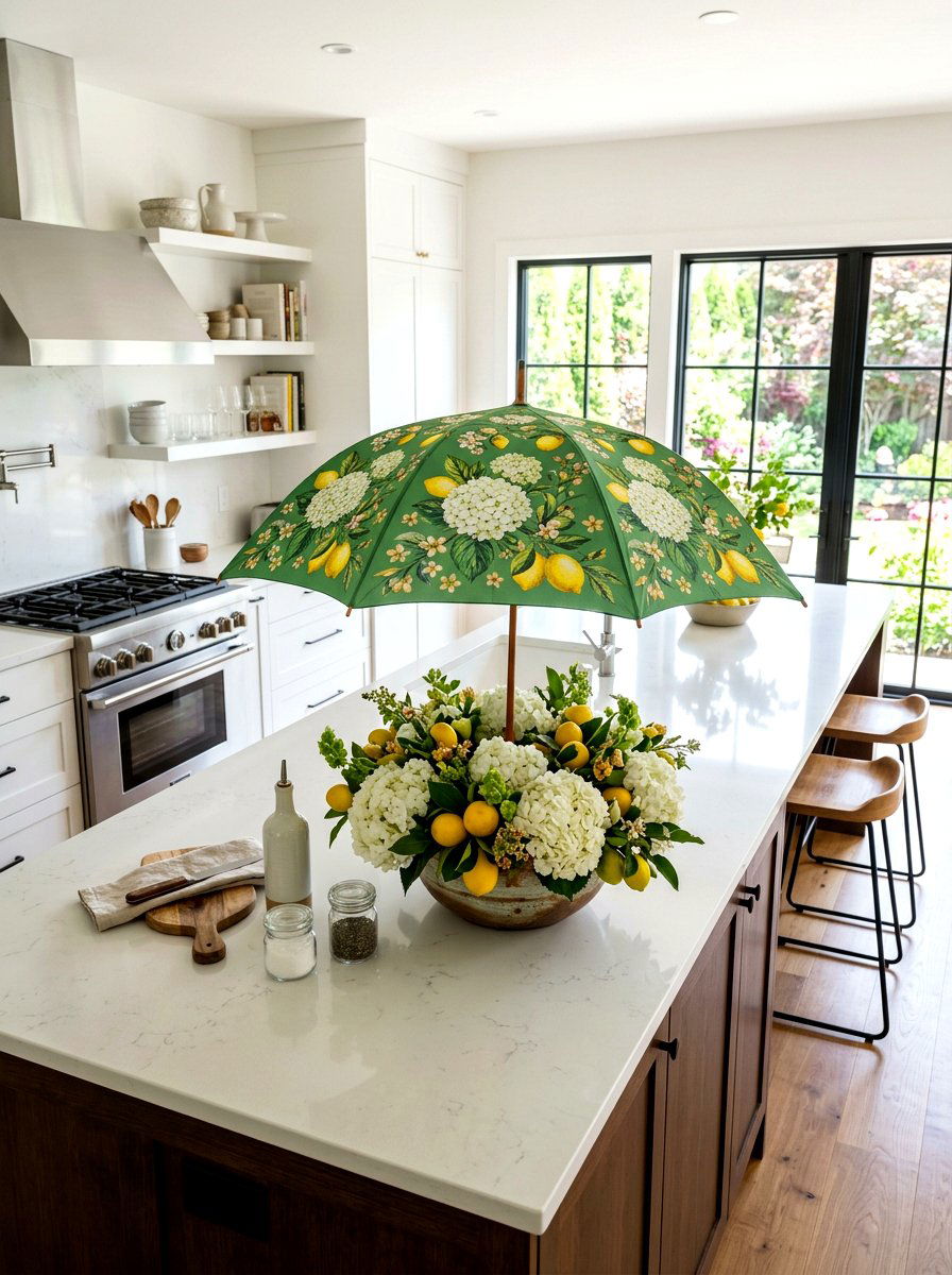 Kitchen Island Umbrella Floral - 25 Spring Umbrella Decor Ideas