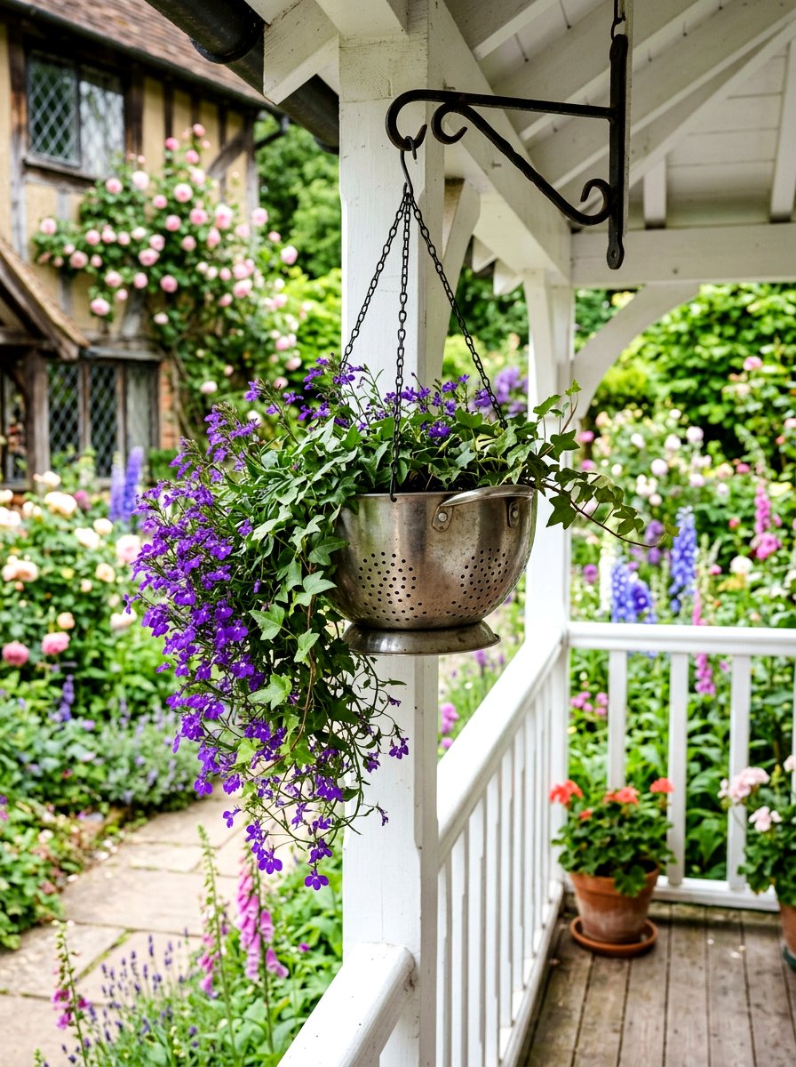 Kitchen Metal Colander - 25 Spring Repurposed Decor Ideas