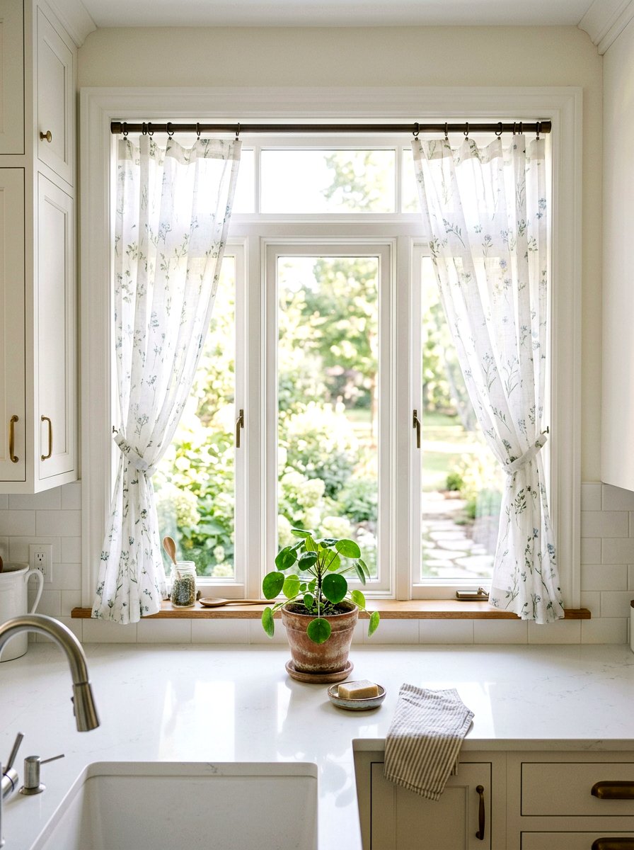 Kitchen Window Curtain - 25 Spring Mobile Home Decor Ideas