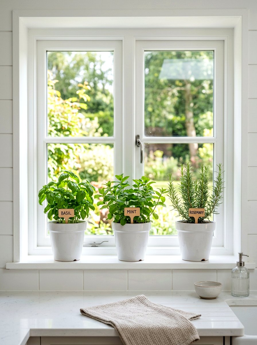 Kitchen Window Herb Garden - 25 Spring Kitchen Windowsill Ideas