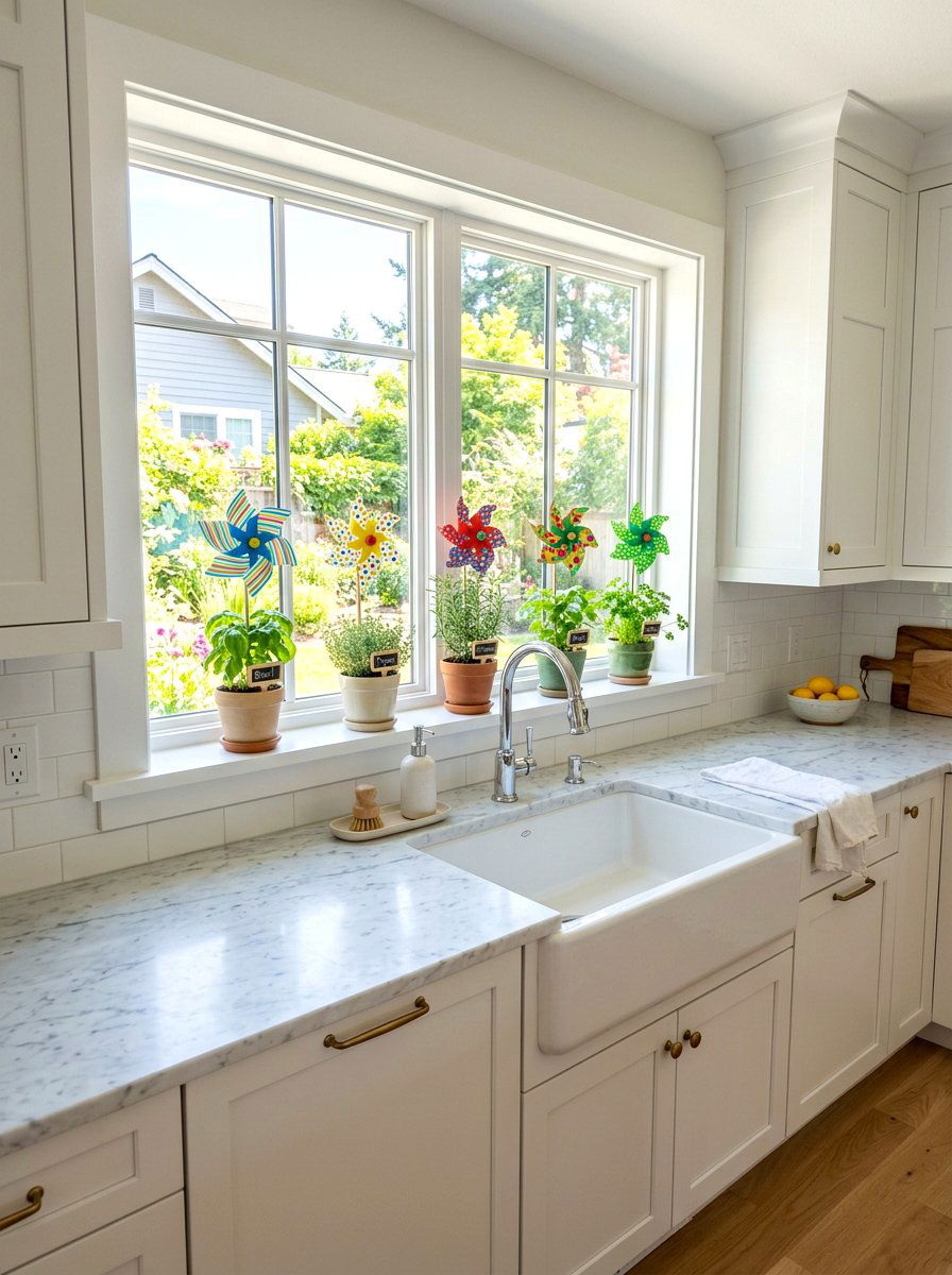 Kitchen Window Pinwheel Decor - 25 Spring Pinwheel Decor Ideas