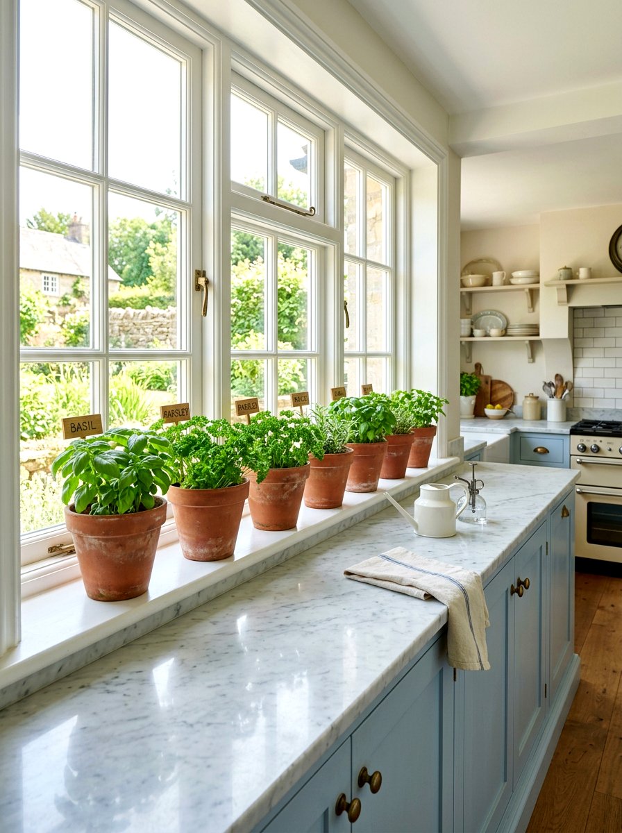 Kitchen Windowsill Herb Garden - 25 Spring Indoor Herb Display Ideas