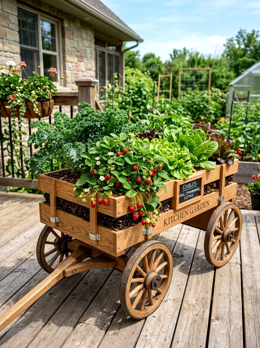 Kitchen garden wagon - 25 Spring Garden Wagon Decor Ideas