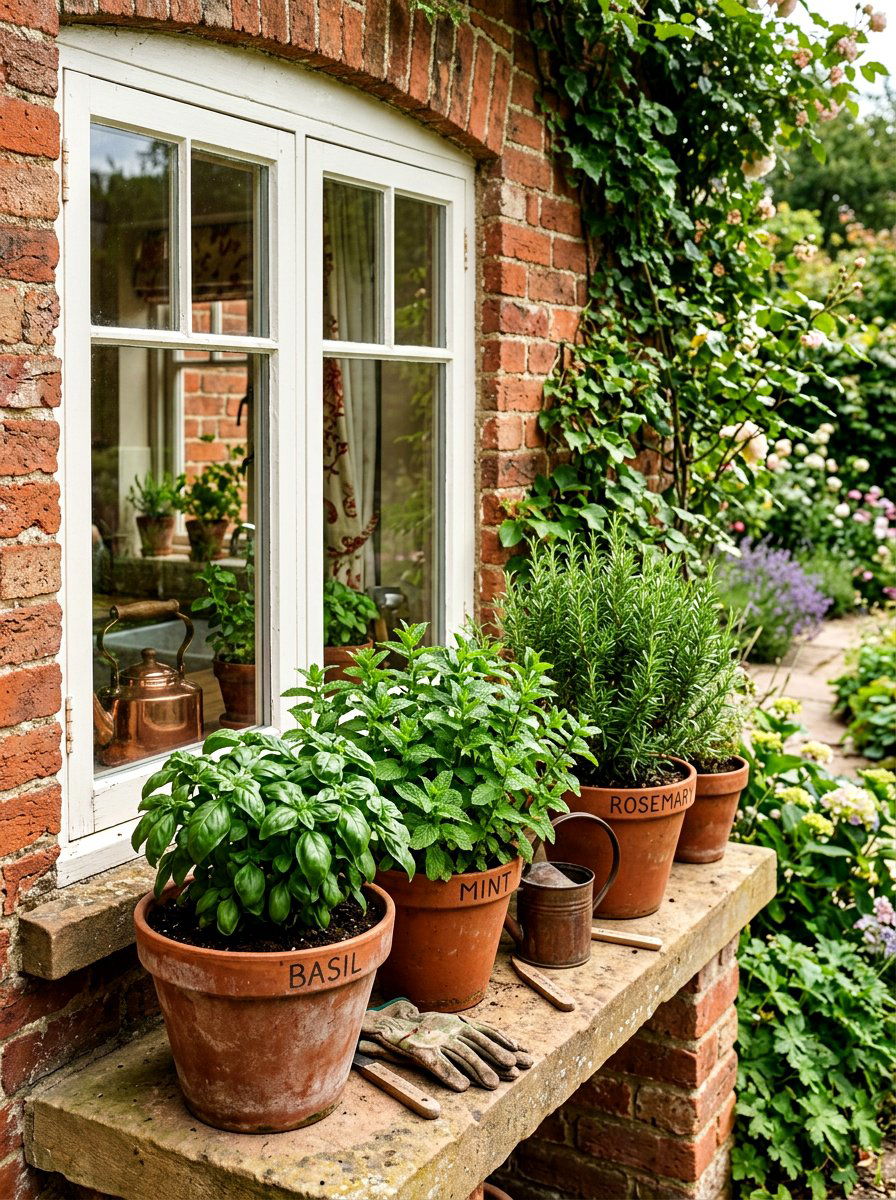 Kitchen herb garden - 25 Spring Window Sill Decor Ideas