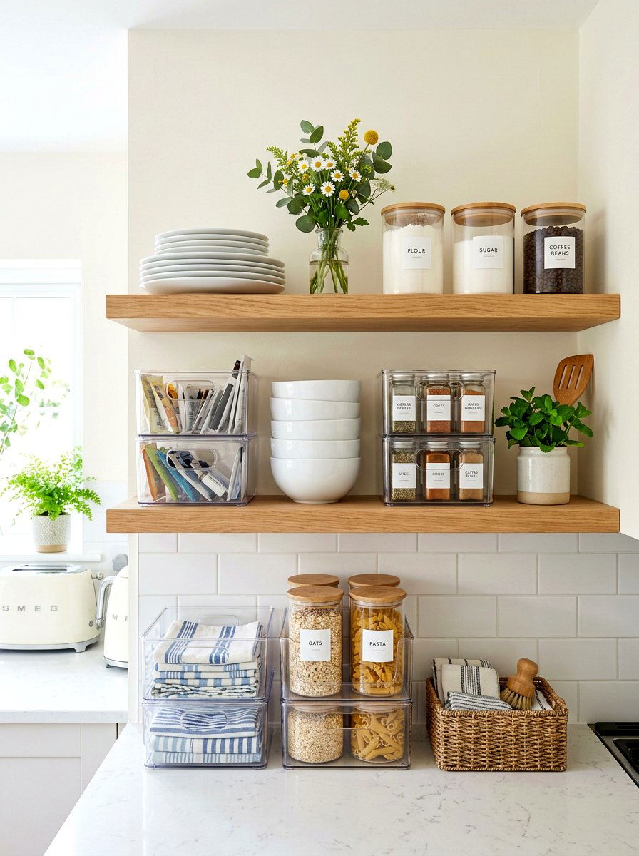 Kitchen shelf lemon decor - 25 Spring Open Shelving Decor Ideas