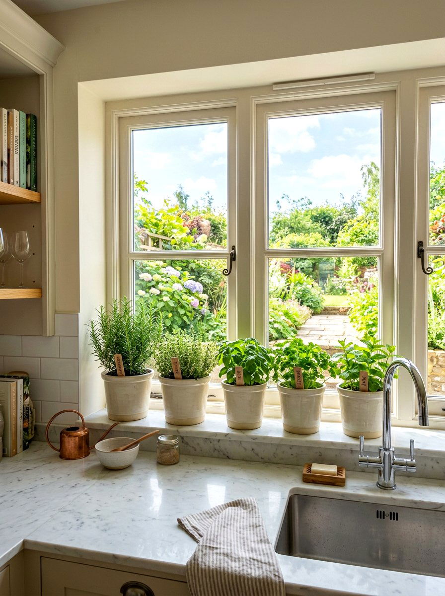 Kitchen windowsill herb garden - 25 Spring Kitchen Window Decor Ideas