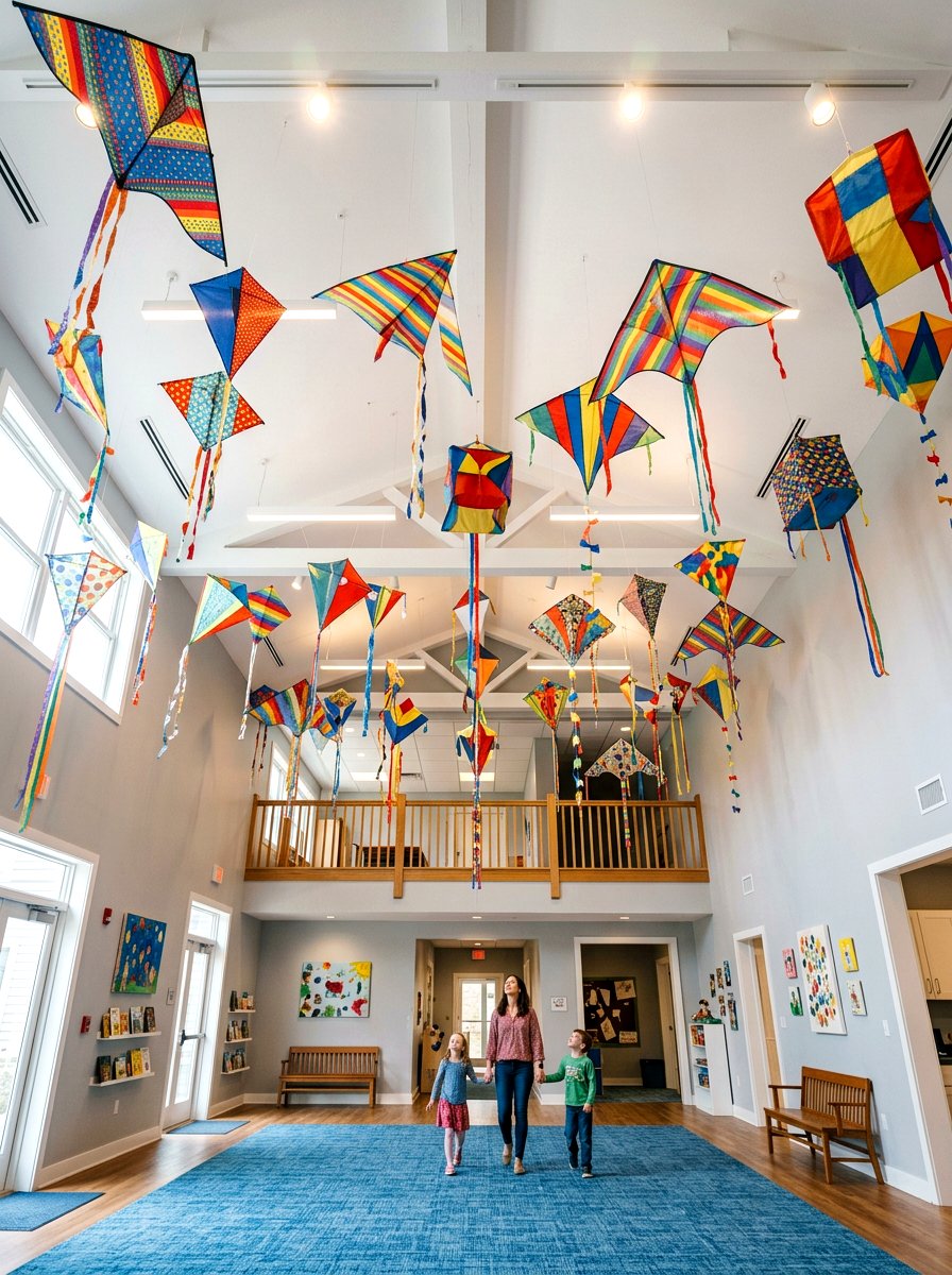 Kite Themed Ceiling Decor - 25 Spring Playroom Decor Ideas