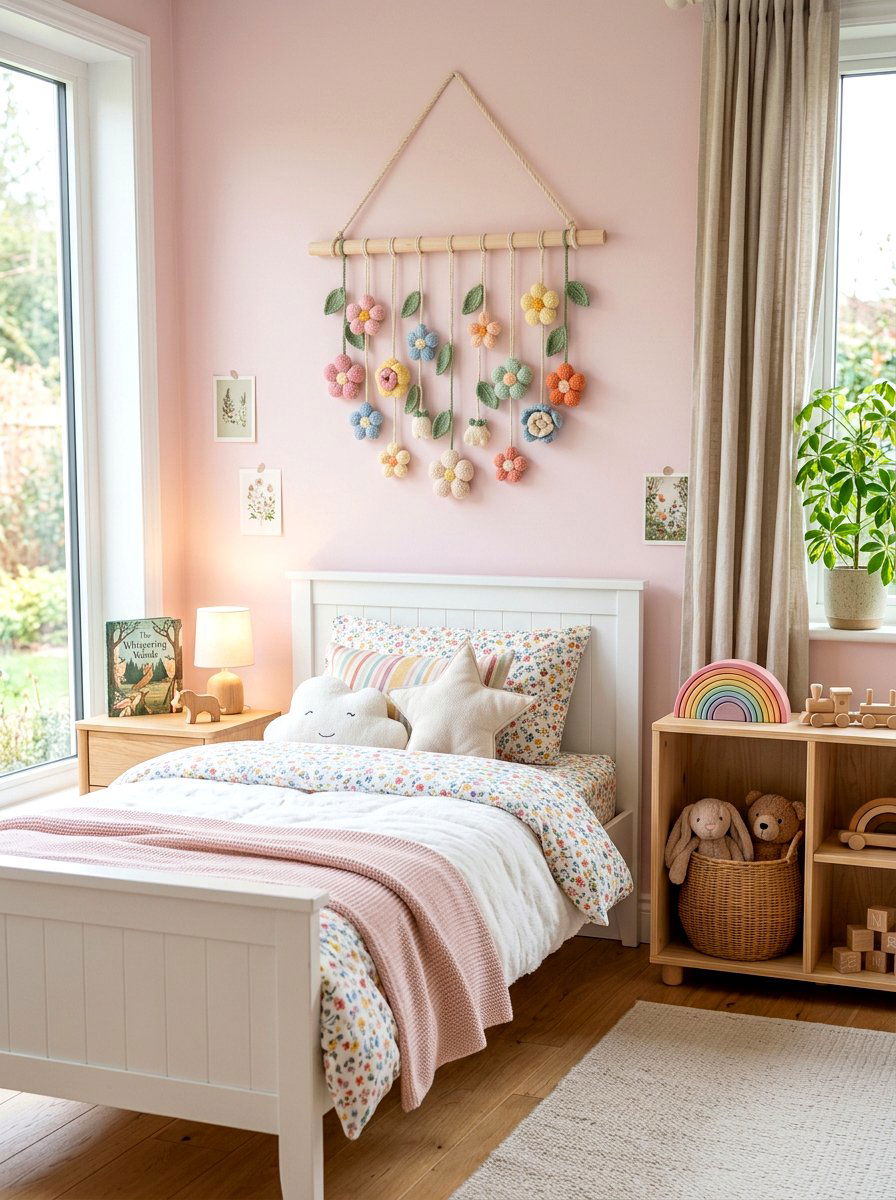 Knit Flower Wall Hanging - 25 Spring Knit Decor Ideas