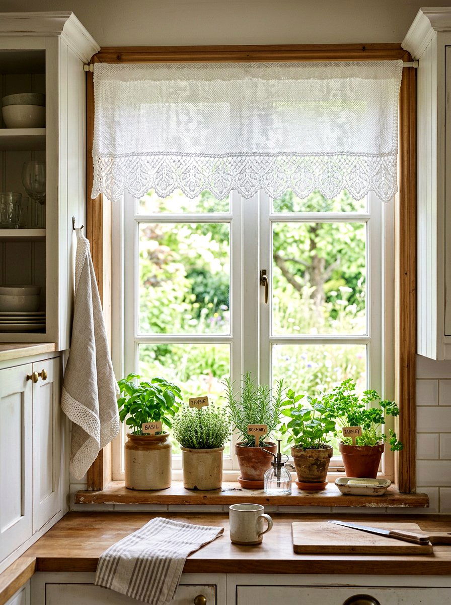 Knit Window Valance - 25 Spring Knit Decor Ideas