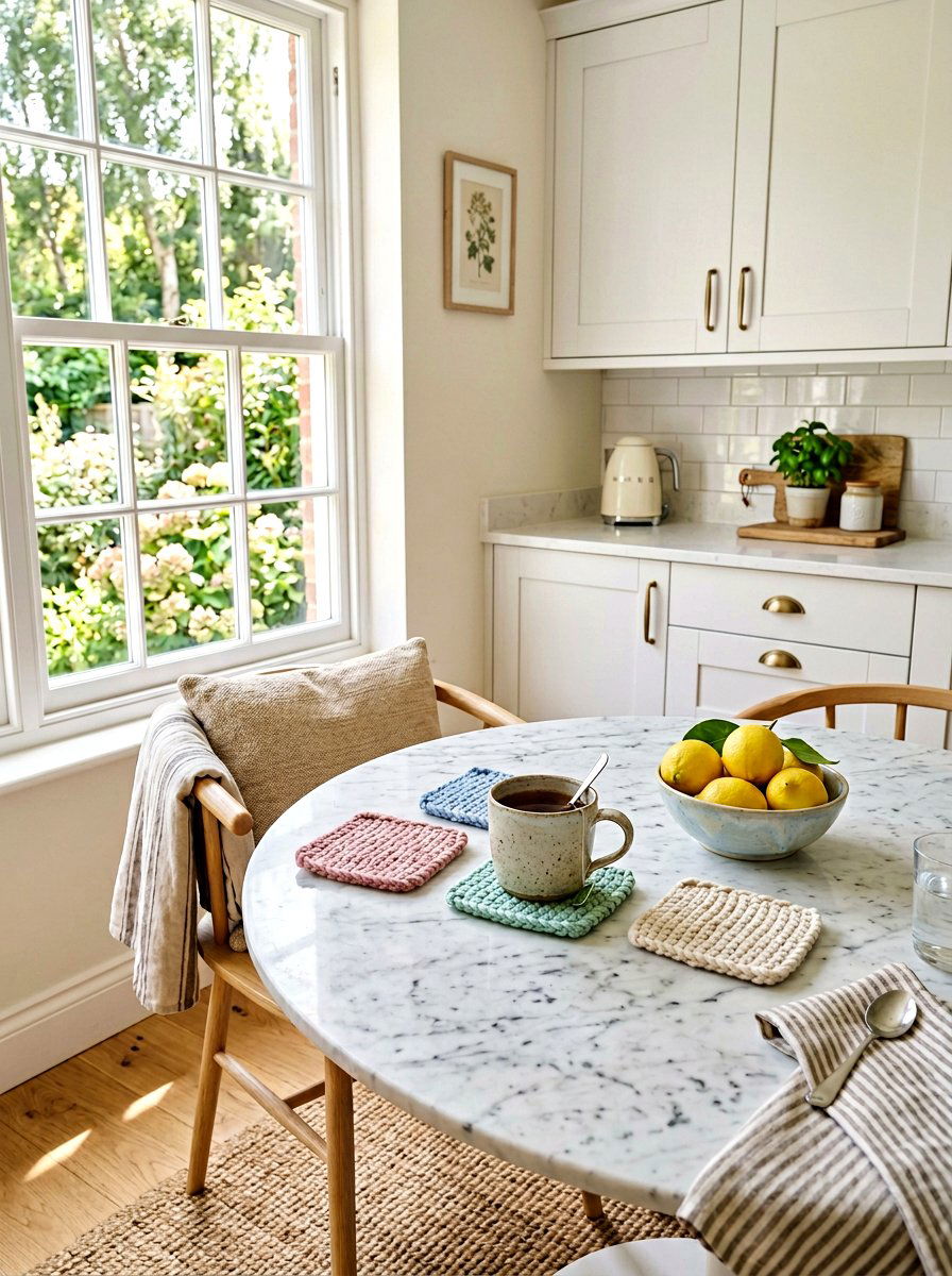 Knitted Coaster Set - 25 Spring Knit Decor Ideas