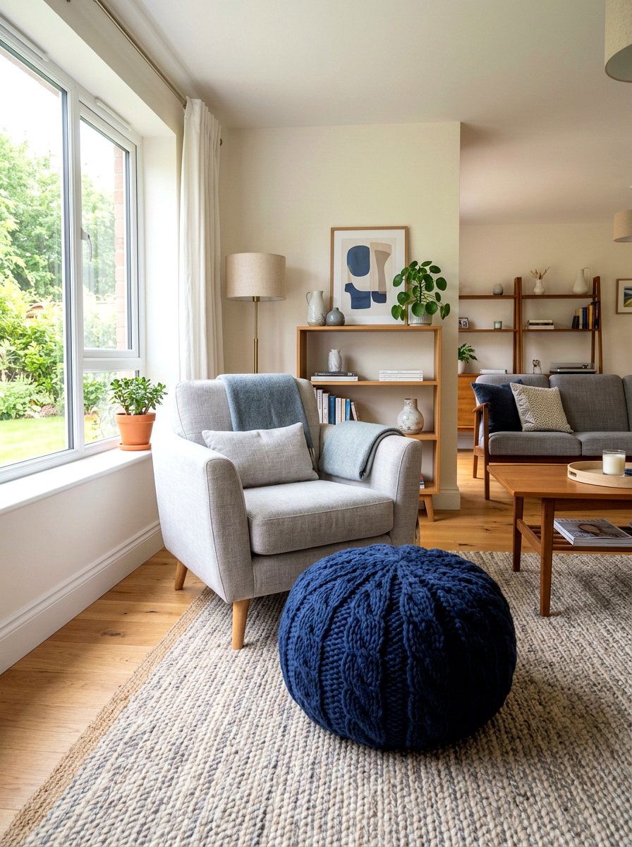 Knitted Ottoman Cover - 25 Spring Knit Decor Ideas