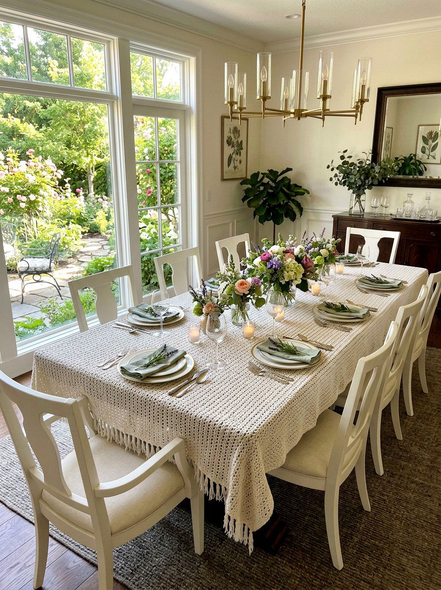 Knitted Tablecloth - 25 Spring Knit Decor Ideas
