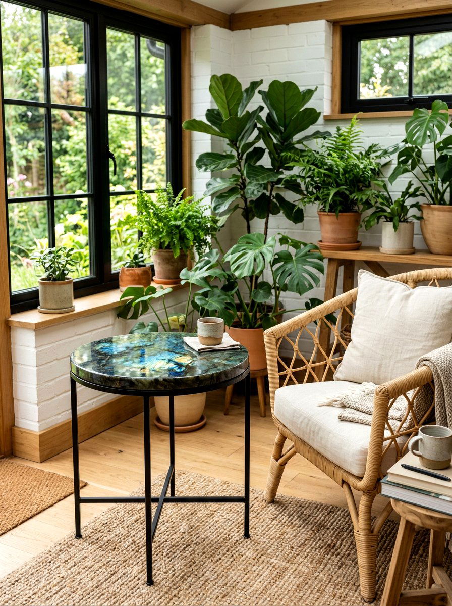 Labradorite Side Table - 25 Spring Crystal Decor Ideas