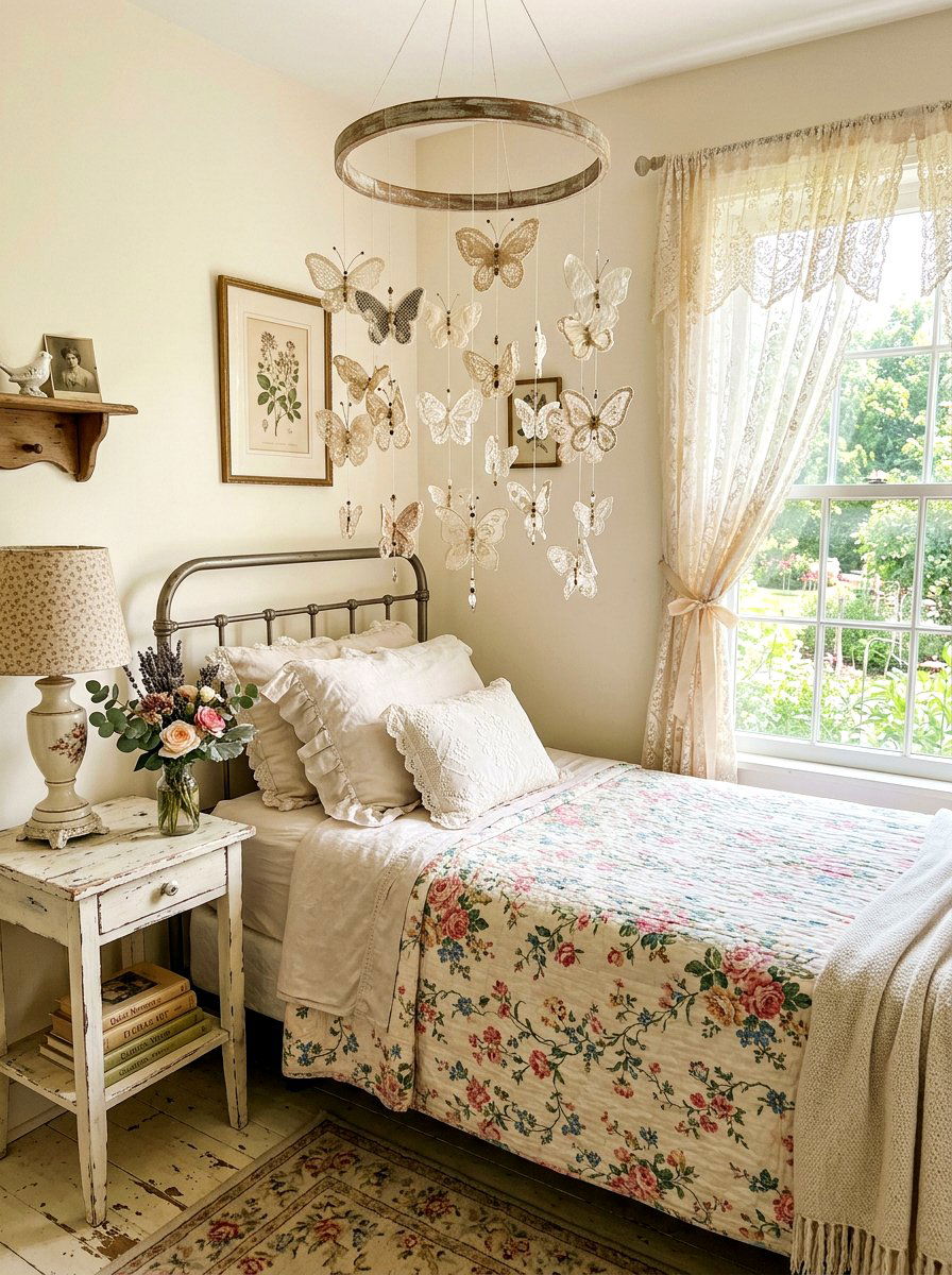 Lace Butterfly Mobile - 25 Spring Butterfly Mobile Ideas