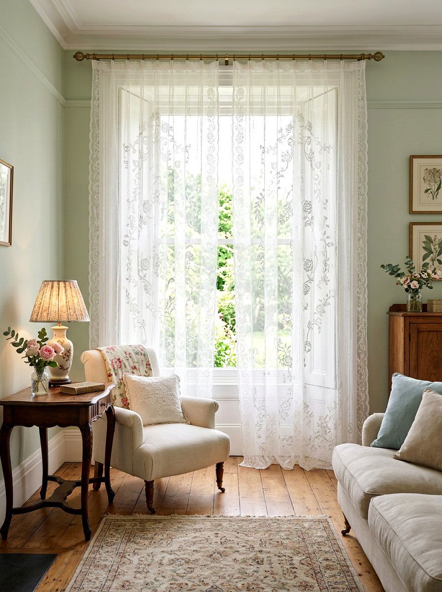 Lace Curtains - 25 Spring Living Room Curtain Ideas