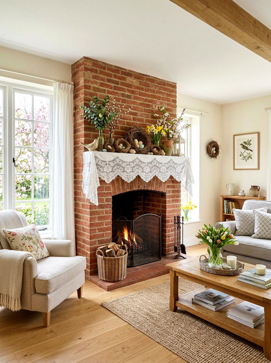 Lace Mantel Scarf - 25 Spring Lace Decor Ideas