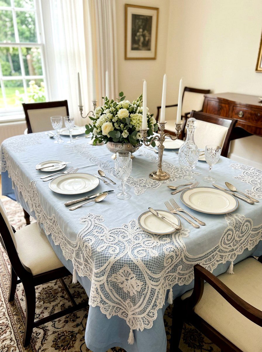 Lace Table Linens - 25 Spring Bridal Shower Decor Ideas