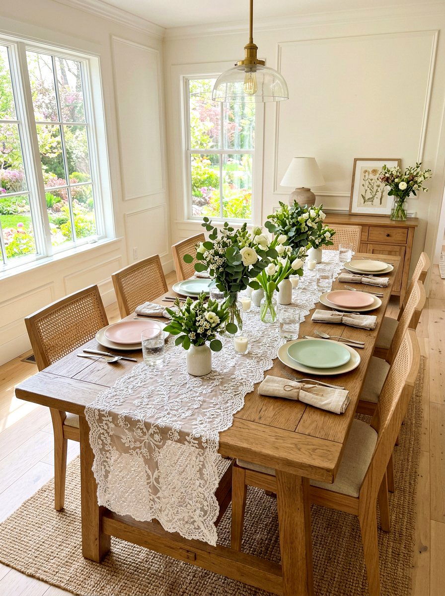 Lace Table Runner - 25 Spring Lace Decor Ideas