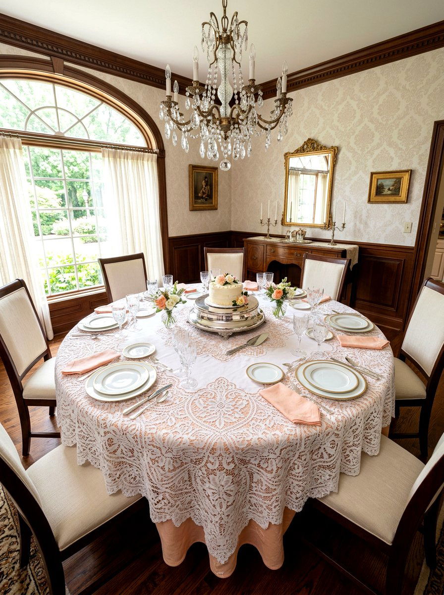 Lace Tablecloth - 25 Spring Wedding Shower Decor Ideas