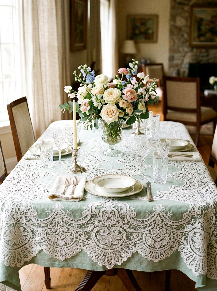 Lace Tablecloth Decoration - 25 Spring Mimosa Bar Decor Ideas