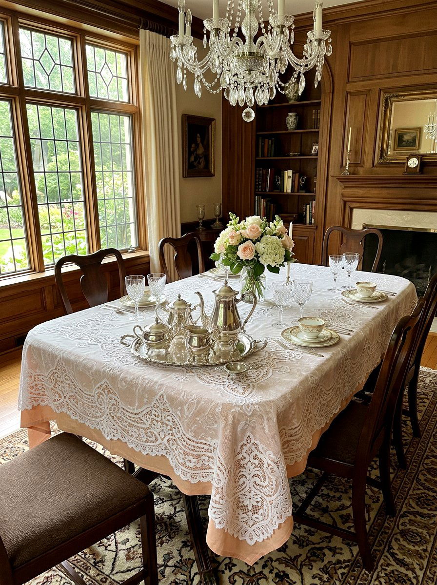 Lace Tablecloth Overlay - 25 Spring Tea Party Table Ideas