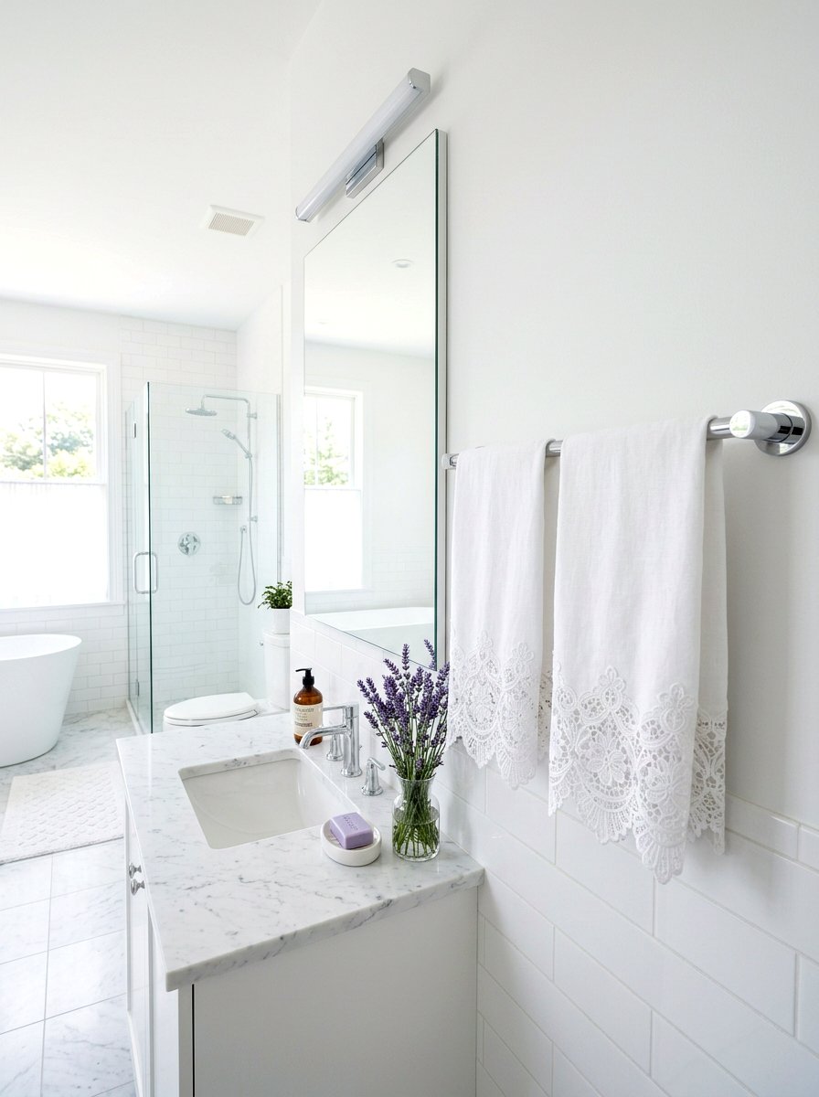 Lace Trimmed Hand Towels - 25 Spring Lace Decor Ideas