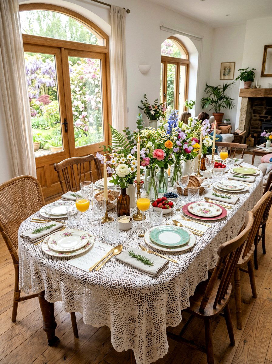 Lace tablecloth dining - 25 Spring Bohemian Decor Ideas