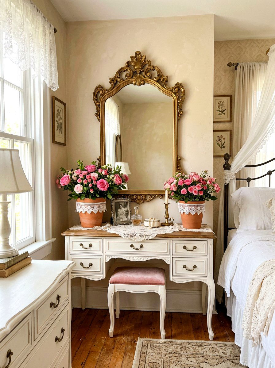 Lace trimmed terracotta pots - 25 Spring Terracotta Pot Craft Ideas