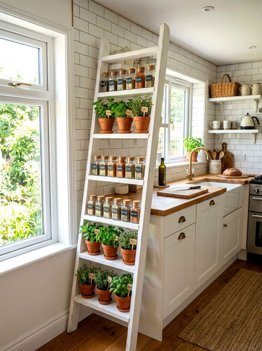 Ladder Style Spice Shelf - 25 Spring Spice Rack Decor Ideas