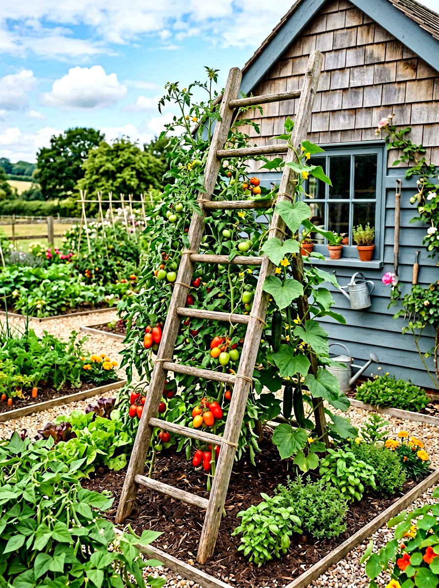 Ladder Trellis For Vegetables - 25 Spring Trellis Decor Ideas