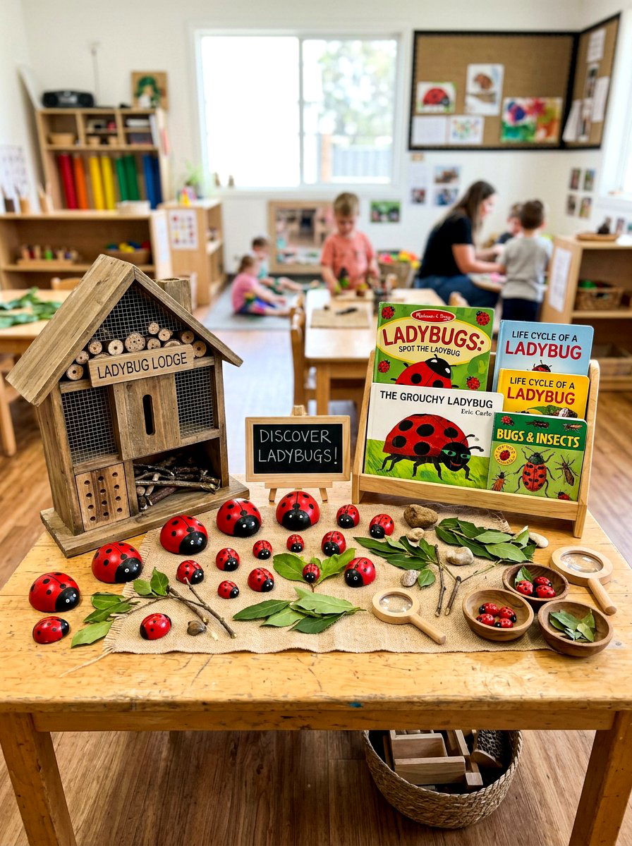 Ladybug Discovery Nature Table - 25 Spring Nature Table Ideas for Kids