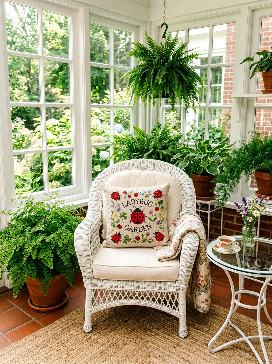 Ladybug Garden Accent - 25 Spring Cross Stitch Decor Ideas