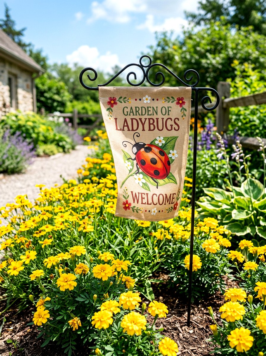 Ladybug Garden Flag - 25 Spring Ladybug Decor Ideas
