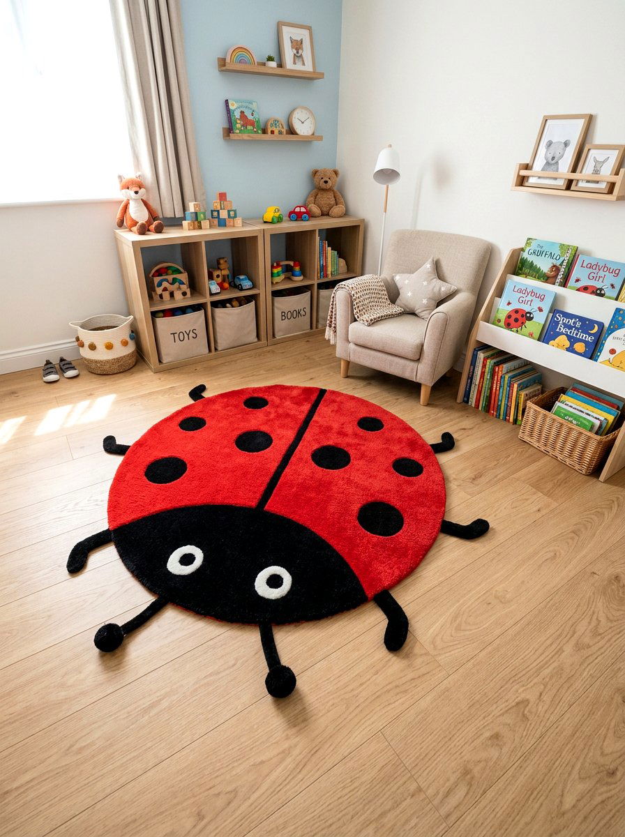 Ladybug Rug for Kids Room - 25 Spring Ladybug Decor Ideas