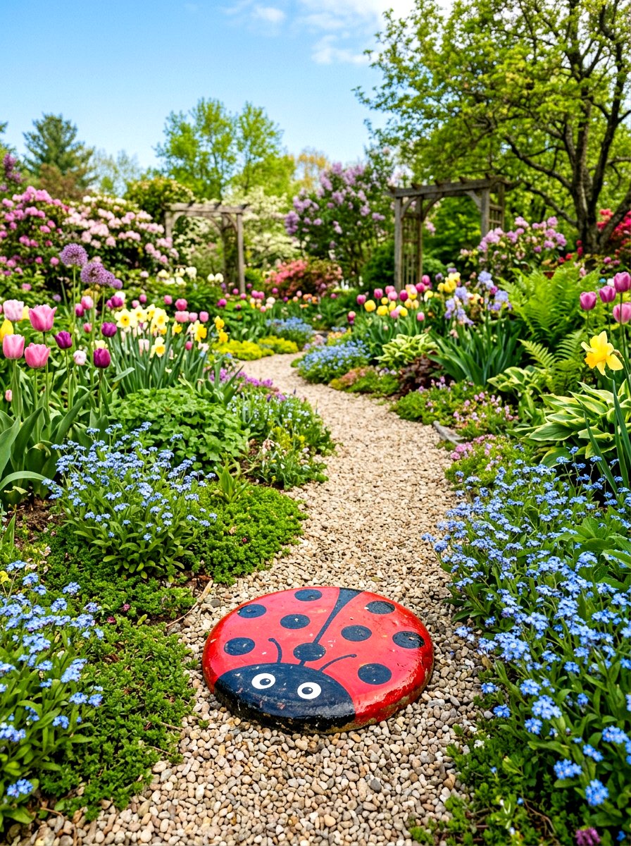 Ladybug Stepping Stone - 25 Spring Garden Animal Decor Ideas